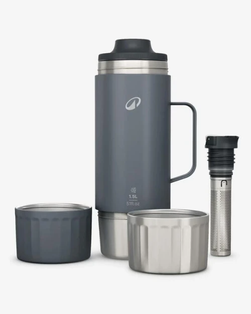 Bouteille inox isotherme avec filtre à thé 1,5L, de randonnée et camping