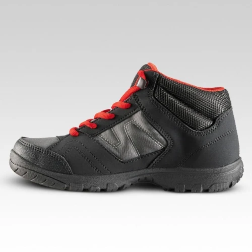 CHAUSSURES DECATHLON  DE RANDONNÉE ENFANT MONTANTES MH100 MID JR NOIRES/ROUGES