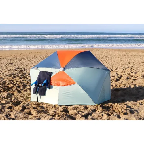 Parasol Sun Shelter 3 personnes UPF50+ Iwiko 180 - Menthe Gris Orange decathlon