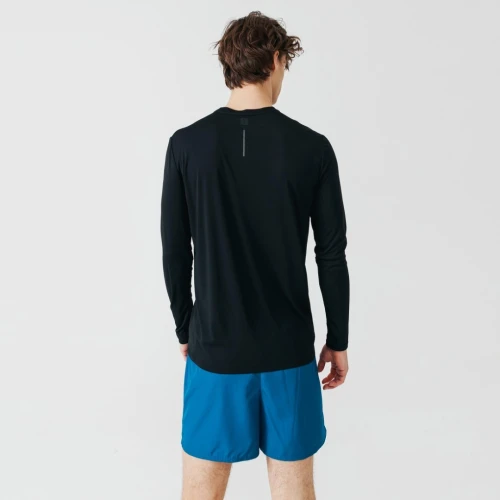 T-SHIRT Decathlon MEN'S RUNNING BREATHABLE LONG-SLEEVED T-SHIRT SUN PROTECT - BLACK