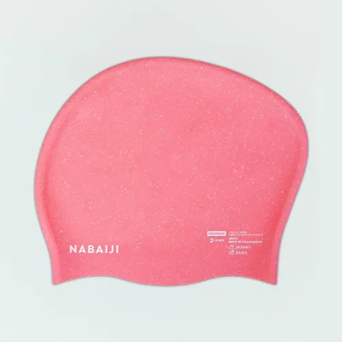 Bonnet decathlon de Bain en Silicone - Taille Unique - Cheveux Longs - Rose