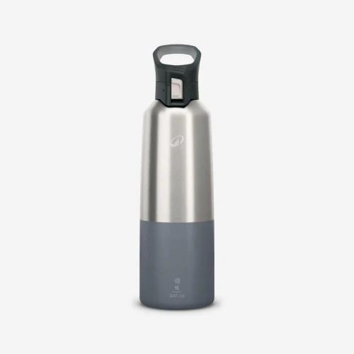 Gourde Decathlon isotherme inox 1L bouchon à ouverture rapide pour la randonnée 