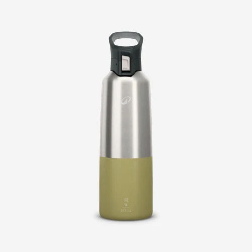 Gourde Decathlon isotherme inox 1L bouchon à ouverture rapide pour la randonnée 
