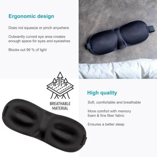 Masque de sommeil 3D profond pour les yeux de couchage confortable, léger et respirant unisex