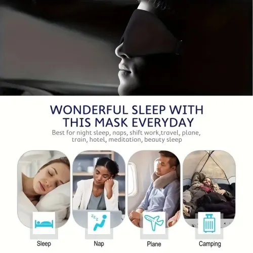 Masque de sommeil 3D profond pour les yeux de couchage confortable, léger et respirant unisex