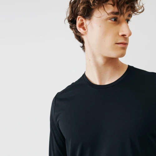 T-SHIRT Decathlon MEN'S RUNNING BREATHABLE LONG-SLEEVED T-SHIRT SUN PROTECT - BLACK