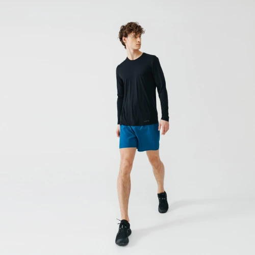 T-SHIRT Decathlon MEN'S RUNNING BREATHABLE LONG-SLEEVED T-SHIRT SUN PROTECT - BLACK