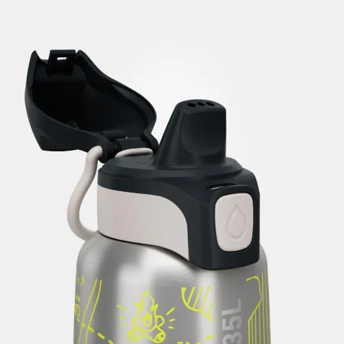 Gourde enfant isotherme 0,35L en acier inox avec bouchon instantané de randonnée dECATHLON