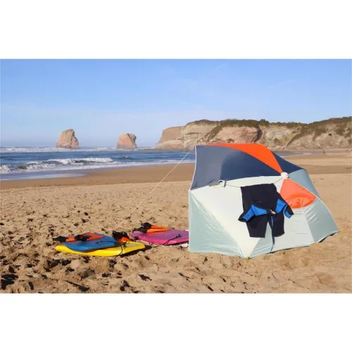 Parasol Sun Shelter 3 personnes UPF50+ Iwiko 180 - Menthe Gris Orange decathlon