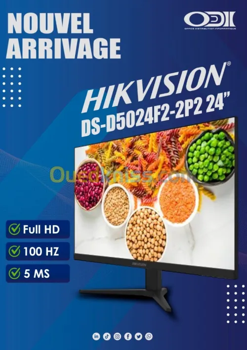 ECRAN HIKVISION D5-05024F2-2P2-24 100HTZ VGA+HDMI 