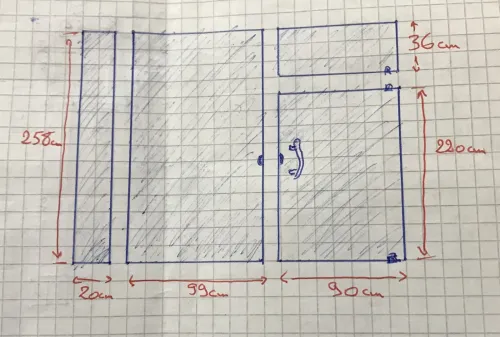 porte verre trompé 220/90cm  باب زجاج