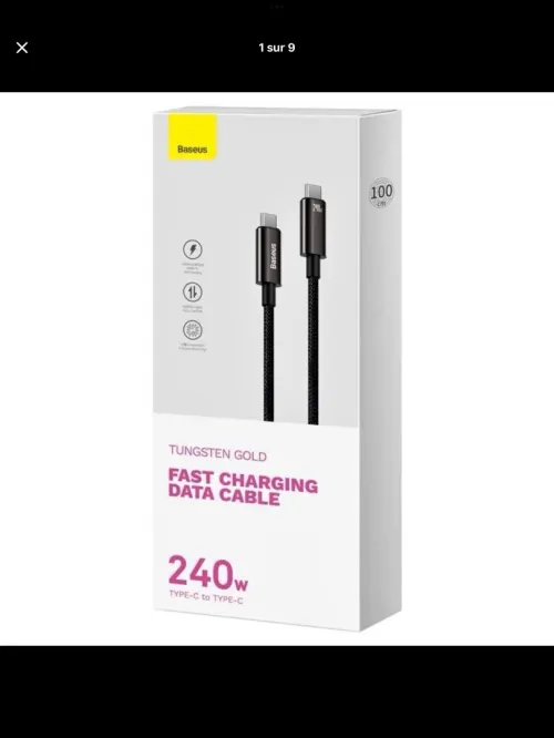 Baseus Cable Tungsten Gold 240W 1/2/3 Mètre 