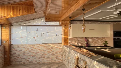 Cabine de douche en verre trompé