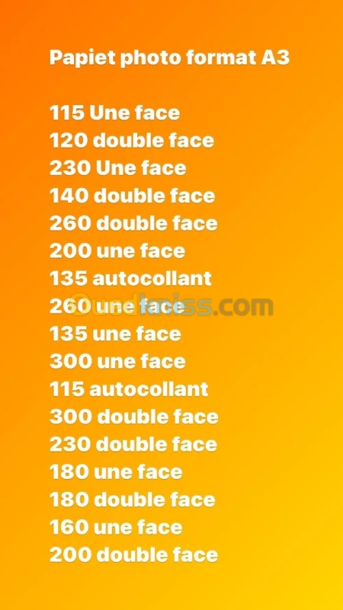 Papier photo format a3