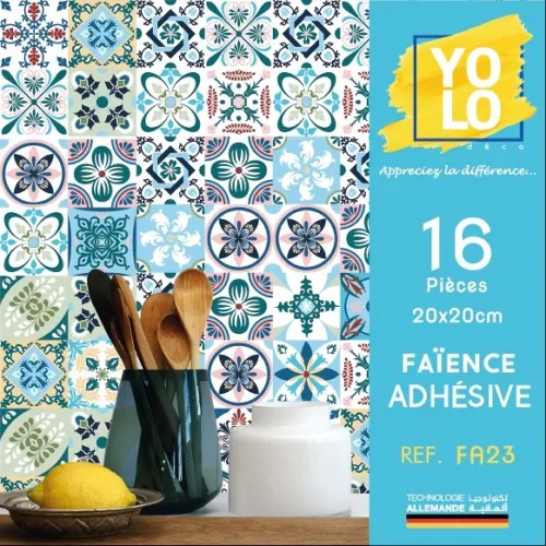 FAÏENCE ADHÉSIVE YOLO DECORATION 16P 20X20CM