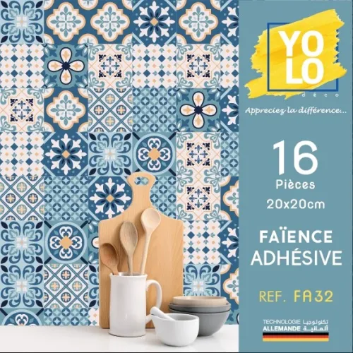 FAÏENCE ADHÉSIVE YOLO DECORATION 16P 20X20CM