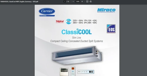 Climatiseur Centralisé Gainable Carrier (55000 BTU ) + Gainable Split + Accessoires