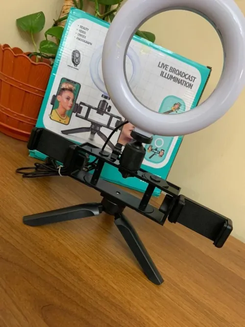 Anneau Selfie LED 20 cm avec 2 Supports Smartphone et 3 Modes d éclairage