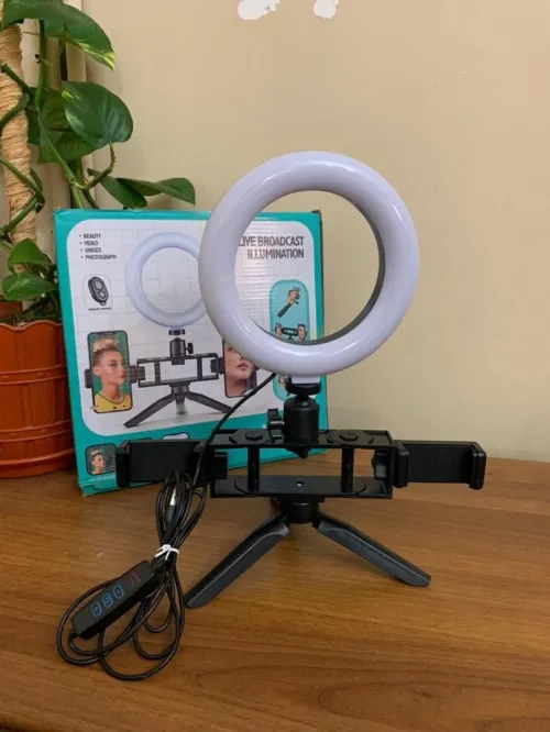 Anneau Selfie LED 20 cm avec 2 Supports Smartphone et 3 Modes d éclairage