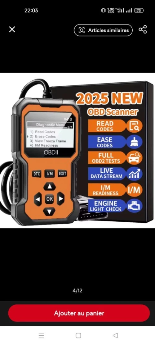 Scanner Obd2 pour voiture, outil de Diagnostic, lecteur de Code, lecteur de Code de défaut du moteur, peut diagnostic de tous les protocoles Obd