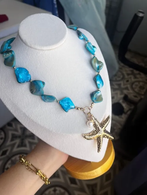 Collier étoile bleu en acier inoxydable