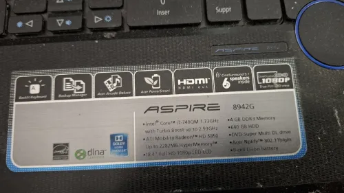 Pc portable ACER ASPIRE 8942G  i7 fr