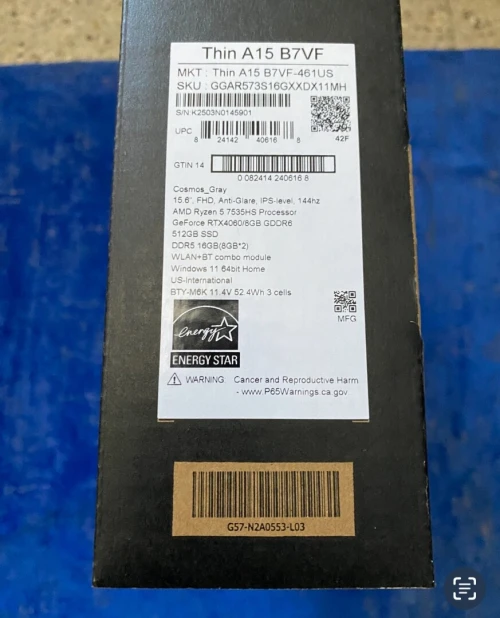 PC PORTABLE RTX 4060 MSI GAMER