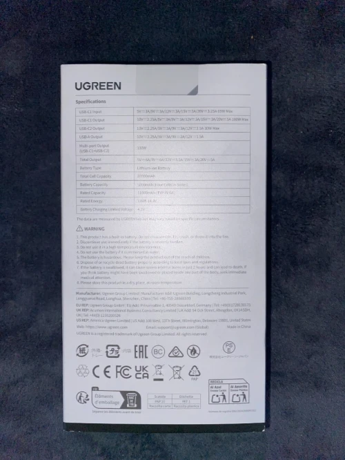 Ugreen powerbank 20000mah 130w