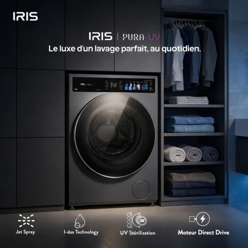 IRIS LAVE LINGE PURA UV 12 KG DARK SILVER