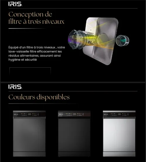 IRIS LAVE VAISSELLE IDW15AD-B 15 COUVERT BLACK