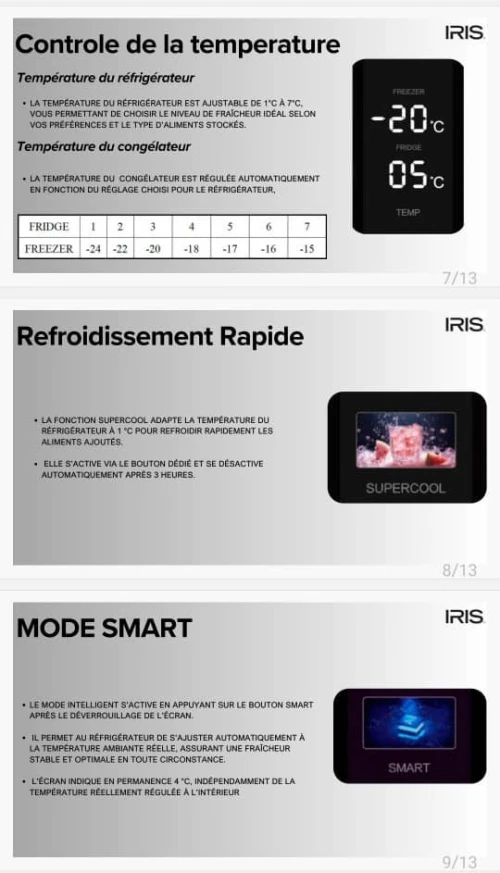 IRIS REFRIGERATEUR IR-DD400 AFFICHEUR