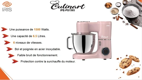 IRIS PETRIN CULINART 6.5 LITRES 1500 WATTS 6 VITESSES 