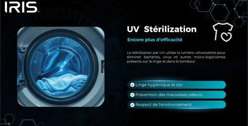 IRIS LAVE LINGE PURA UV 12/8 KG SECHANT OCEAN BLUE