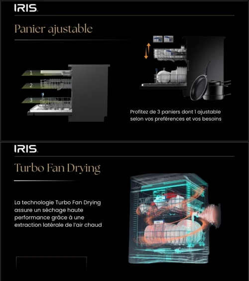 IRIS LAVE VAISSELLE IDW15AD-D 15 COUVERT DARK SILVER