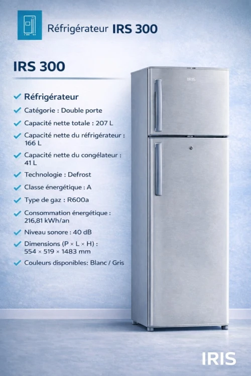 REFRIGERATEUR IRIS IRS300 GRIS