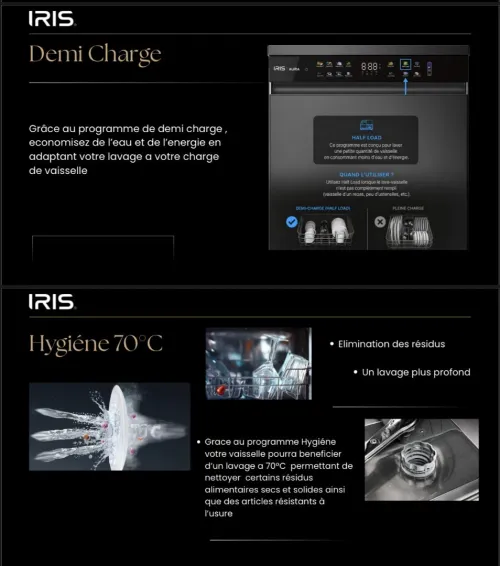 IRIS LAVE VAISSELLE IDW15AD-I 15 COUVERT INOX