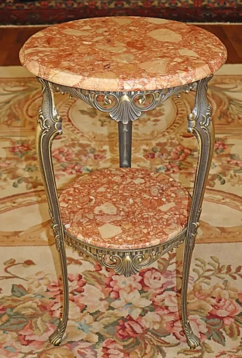Sellettes italien en Bronze Doré Style LXV Plateaux Brèche De Saint-Maximin
