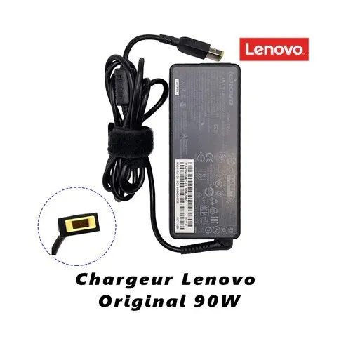 Chargeur Laptop Lenovo Original 90W 20V 4.5A  USB jaune avec Câble Trèfle En excellent état