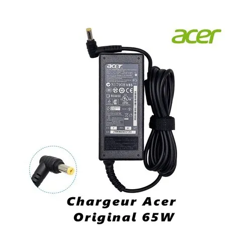 Chargeur Laptop Acer Original 65W 19V 3.42A Fiche jaune avec Câble Trèfle Neuf