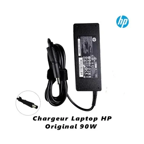 Chargeur Laptop HP Original 90W 19.5V 4.62A Fiche Pin avec Câble Trèfle En État Excellent