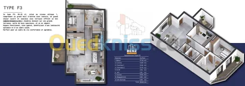 Vente Appartement F3 Alger Dely brahim