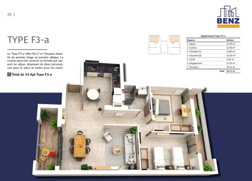 Vente Appartement F3 Alger El achour