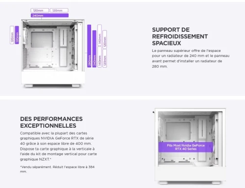 BOITIER NZXT H5 Flow RGB White