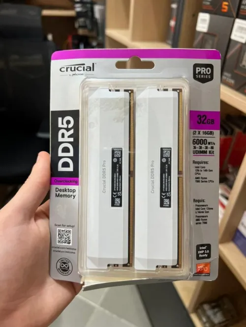 RAM CRUCIAL PRO 16GB 6000MHZ WHITE CL36 ( CONFIGURATION UNIQUEMENT )