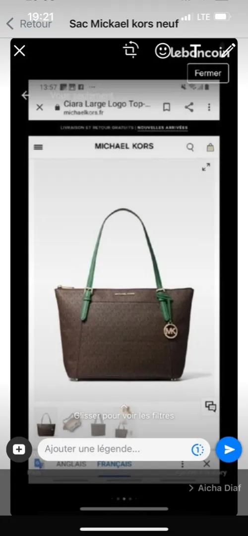 Sac cuir Mickael Kors