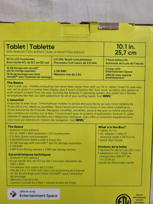 Onn. Walmart 10.1'' (25.7 cm)