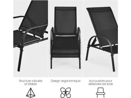 TRANSAT CHAISE PLAGE PISCINE JARDIN