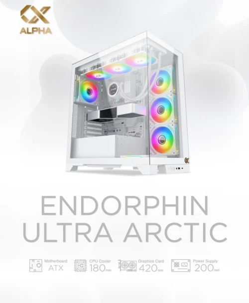 BOITIER XIGMATEK ENDORPHIN ULTRA ARCTIC, MOYEN TOUR, 5 FAN 120mm, ARGB, USB TYPE C Blanc