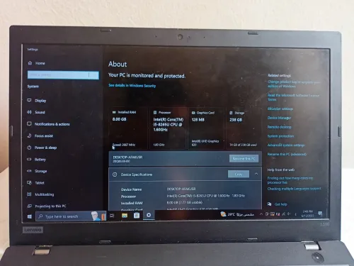 Lenovo ThinkPad L590  i5 8e Gén  8Go RAM  SSD 256Go 15.6"  USB-C