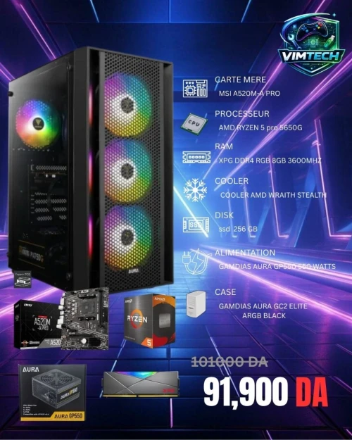 Config pc gamer Ryzen 5 pro 5650g 256gb RAM XPG 8gb RGB ddr4